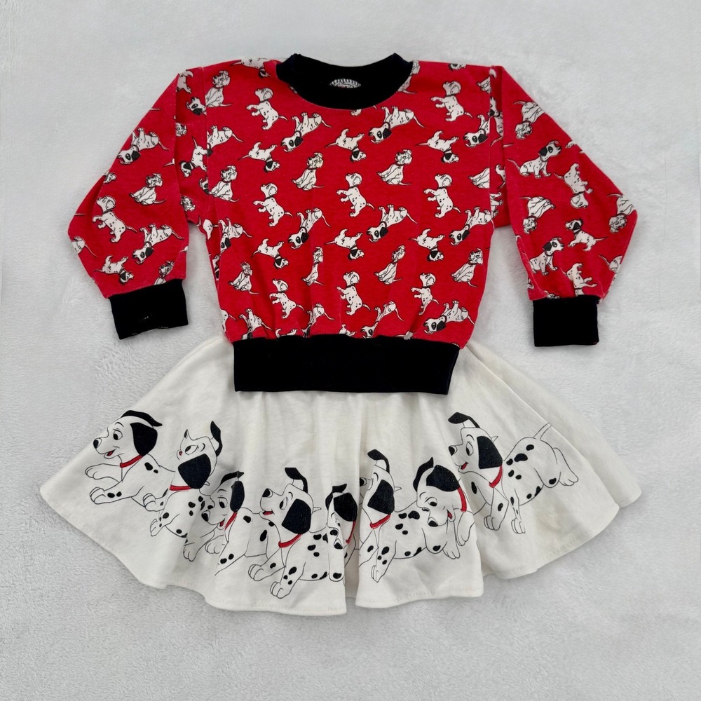 Vintage 90s Disney 101 Dalmatians JogTog Sweatshirt & Skirt Set Toddler Sz 3 USA